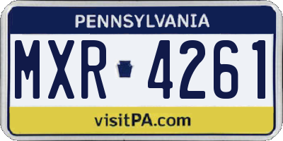 PA license plate MXR4261