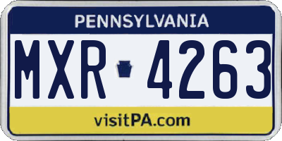 PA license plate MXR4263