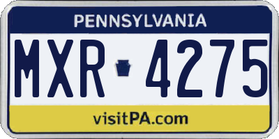 PA license plate MXR4275