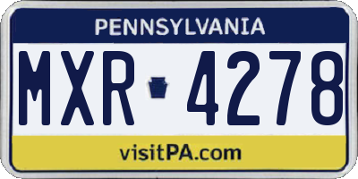 PA license plate MXR4278
