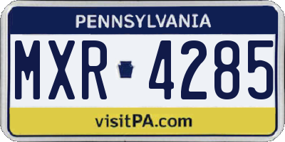 PA license plate MXR4285