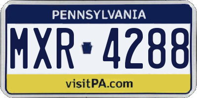 PA license plate MXR4288