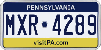 PA license plate MXR4289