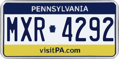 PA license plate MXR4292