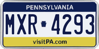 PA license plate MXR4293