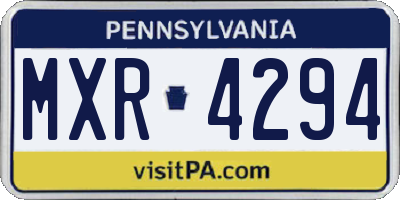 PA license plate MXR4294