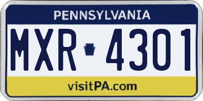 PA license plate MXR4301
