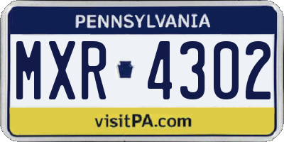 PA license plate MXR4302