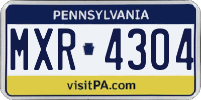 PA license plate MXR4304