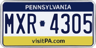 PA license plate MXR4305