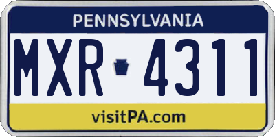 PA license plate MXR4311