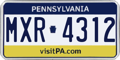 PA license plate MXR4312