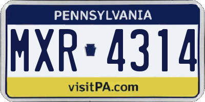 PA license plate MXR4314