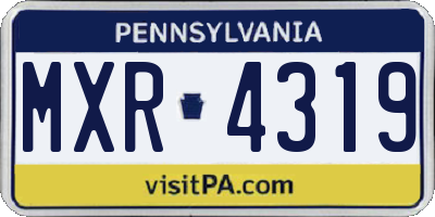 PA license plate MXR4319