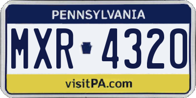 PA license plate MXR4320