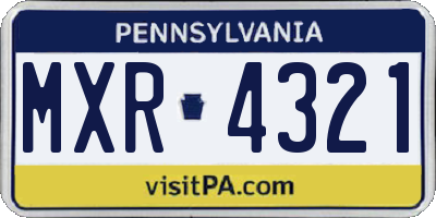 PA license plate MXR4321