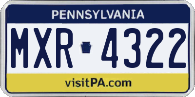PA license plate MXR4322