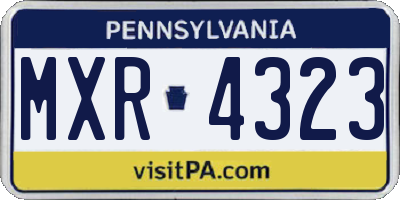 PA license plate MXR4323