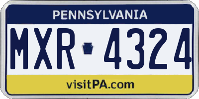 PA license plate MXR4324