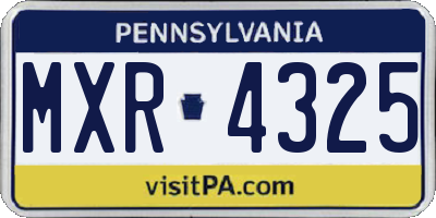 PA license plate MXR4325