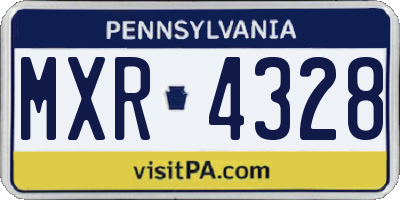 PA license plate MXR4328