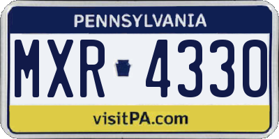 PA license plate MXR4330