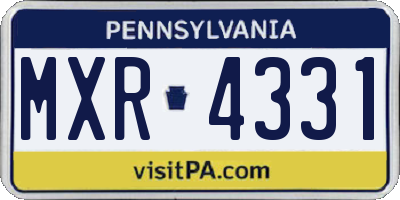 PA license plate MXR4331