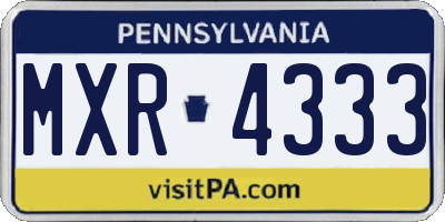 PA license plate MXR4333