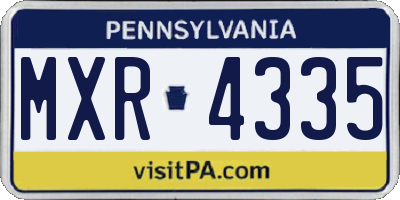 PA license plate MXR4335
