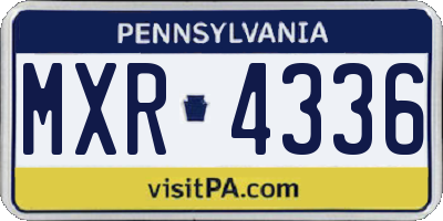 PA license plate MXR4336