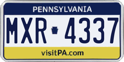 PA license plate MXR4337