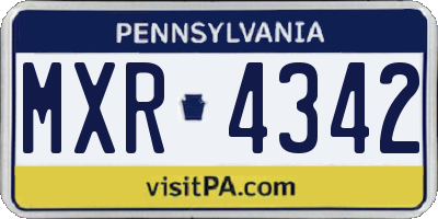 PA license plate MXR4342
