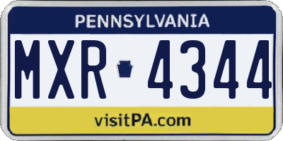 PA license plate MXR4344