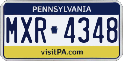 PA license plate MXR4348