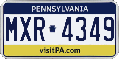 PA license plate MXR4349