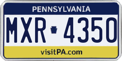 PA license plate MXR4350