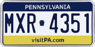 PA license plate MXR4351