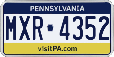 PA license plate MXR4352
