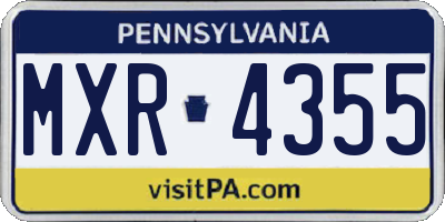 PA license plate MXR4355