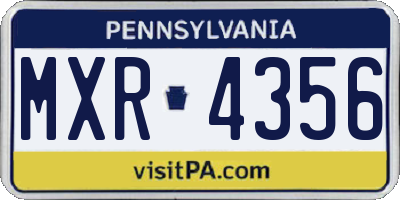 PA license plate MXR4356