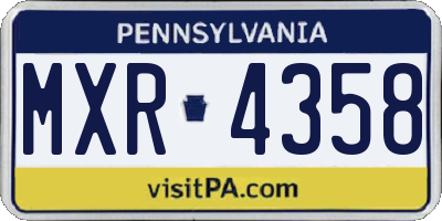 PA license plate MXR4358