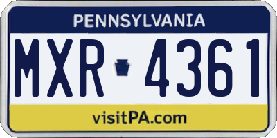 PA license plate MXR4361