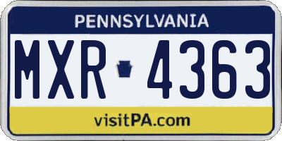 PA license plate MXR4363