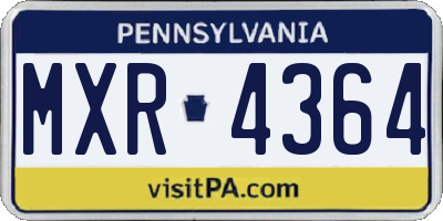 PA license plate MXR4364