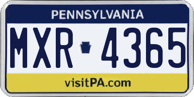 PA license plate MXR4365