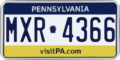 PA license plate MXR4366