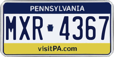 PA license plate MXR4367