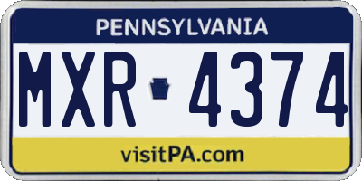 PA license plate MXR4374