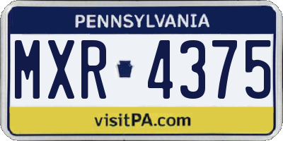 PA license plate MXR4375