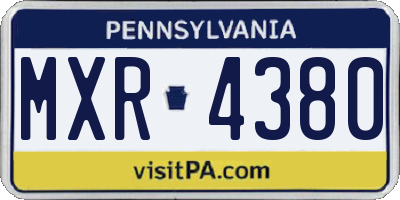 PA license plate MXR4380